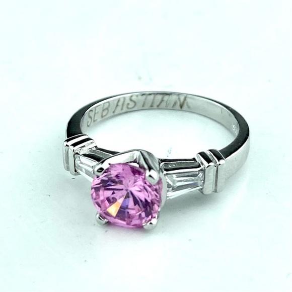 INCREDIBLE 1.75 CT Pink Swiss CZ Platinum Sterling Silver Princess Ring 7.5 - Picture 5 of 5